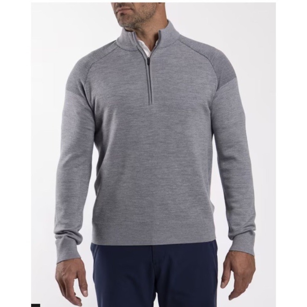 KJUS Men's Kulm Half-Zip Merino Wool Blend Sweater Size 54/XL Gray Golf Career
